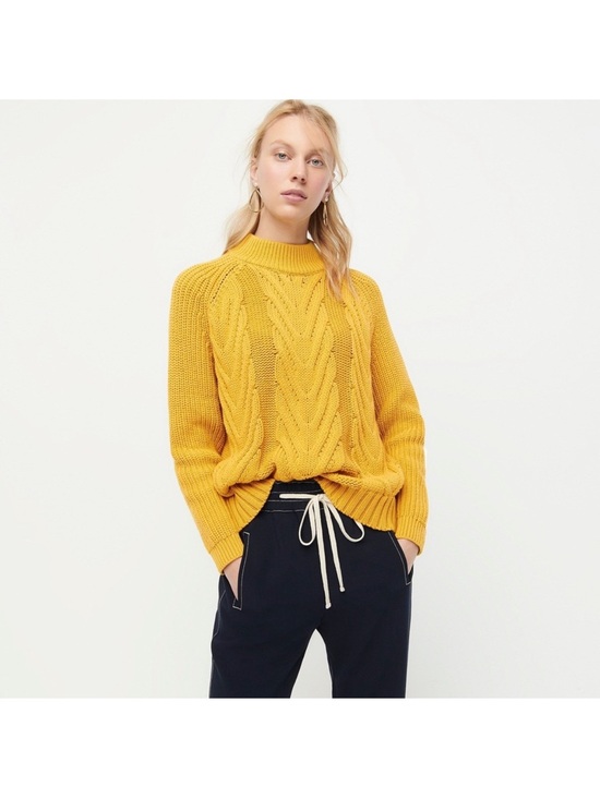 J. Crew Sweaters - J.Crew Long Cotton Cable Knit Mock Neck Sweater